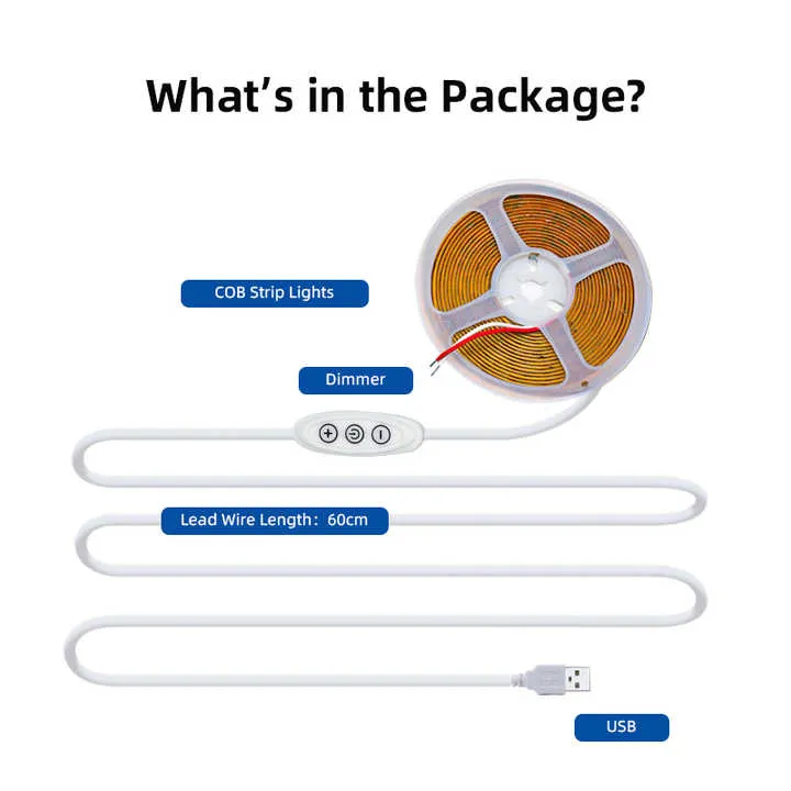 شريط لاصق قابل للتعتيم تيار مستمر 5 فولت USB . DC 5V USB Dimmable LED Strip Lights/m Warm White TV
