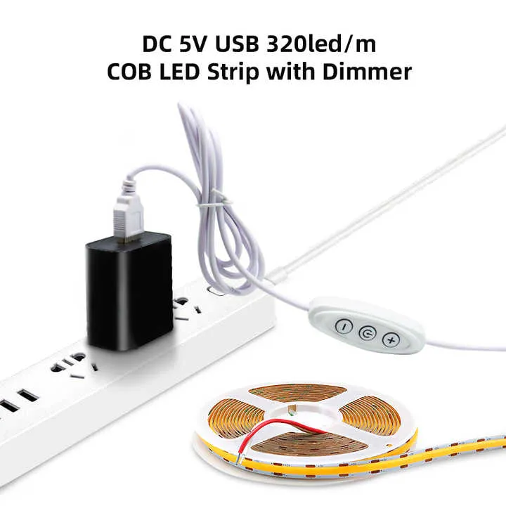 شريط لاصق قابل للتعتيم تيار مستمر 5 فولت USB . DC 5V USB Dimmable LED Strip Lights/m Warm White TV