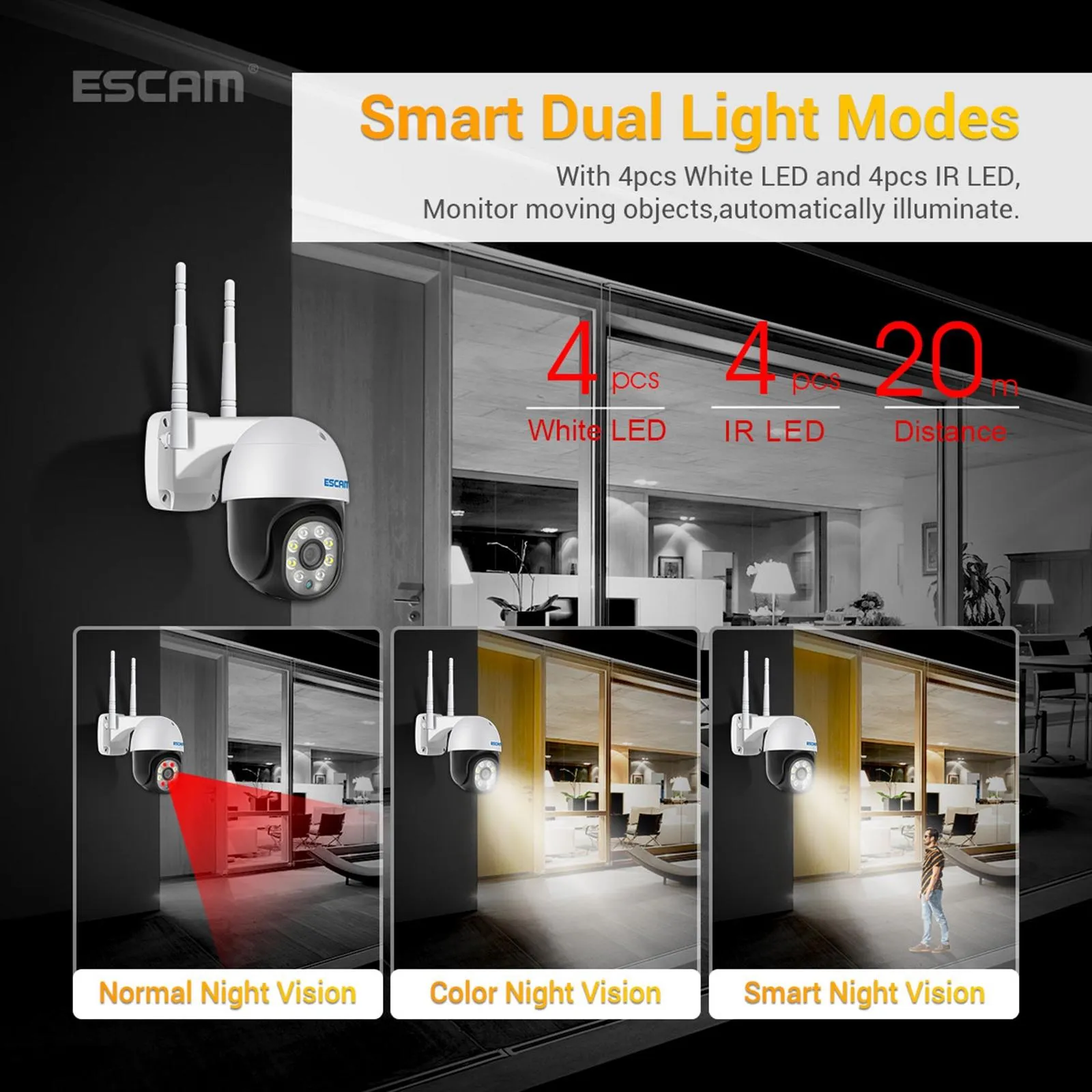 1080P Wifi Ip Camera With Two-Way Audio Motion Detection Night Vision And Tf Card Support