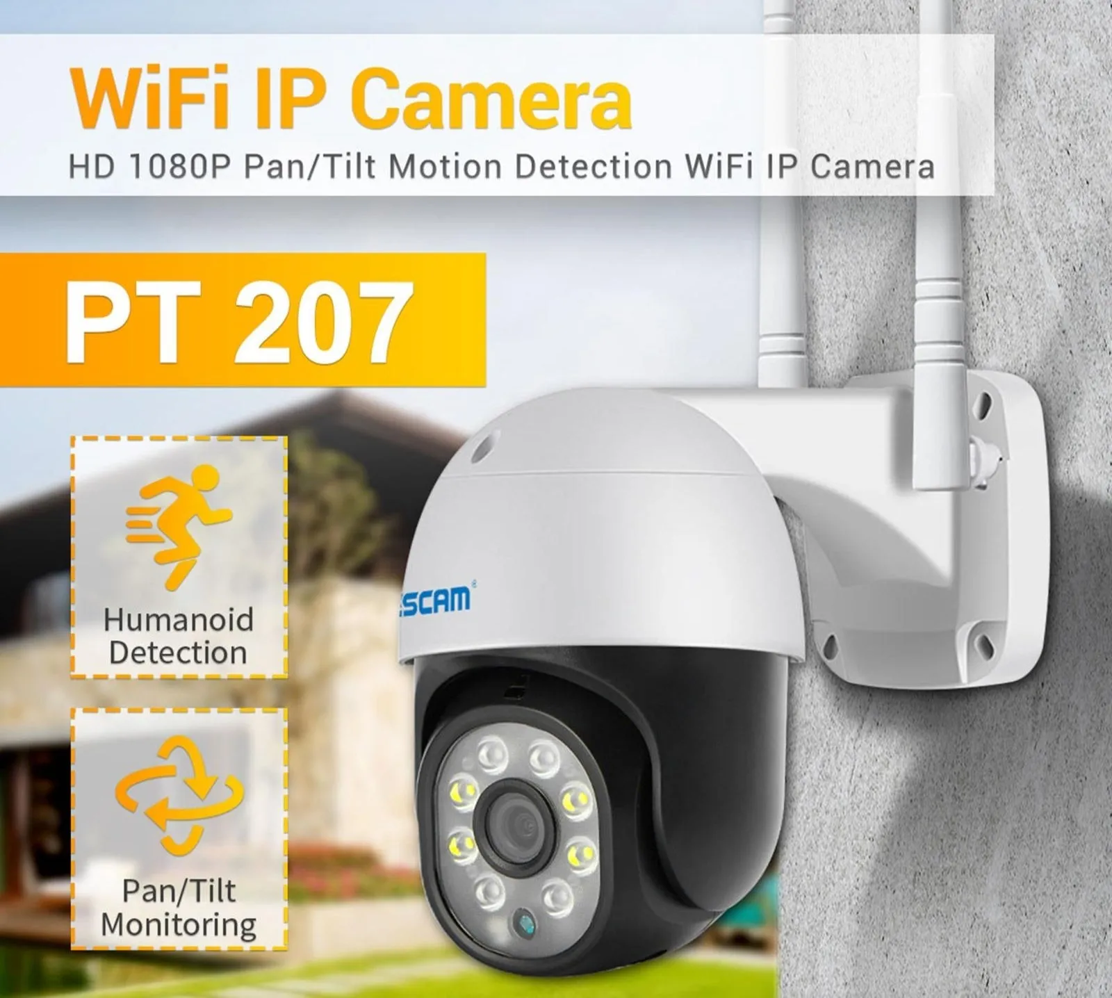 1080P Wifi Ip Camera With Two-Way Audio Motion Detection Night Vision And Tf Card Support