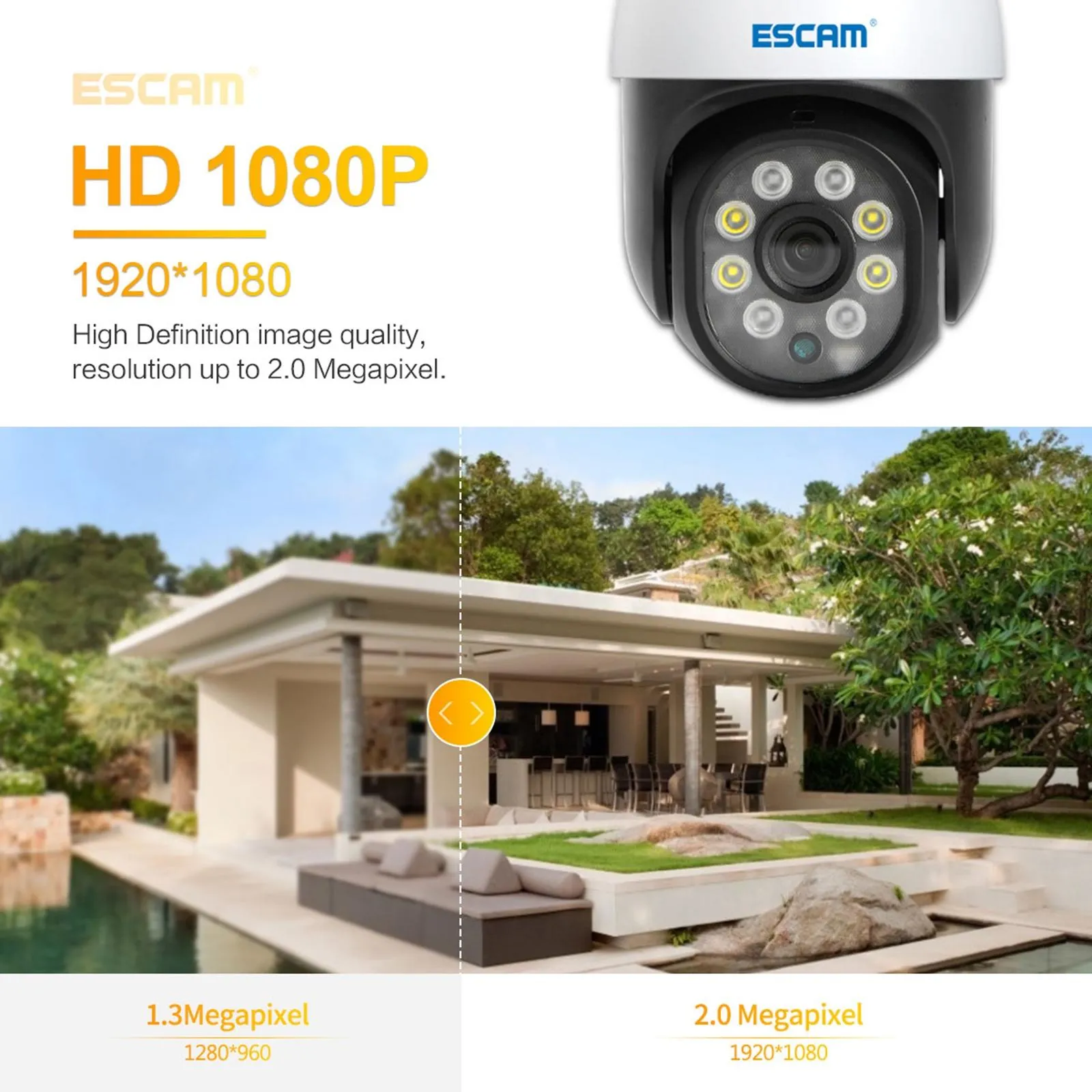 1080P Wifi Ip Camera With Two-Way Audio Motion Detection Night Vision And Tf Card Support
