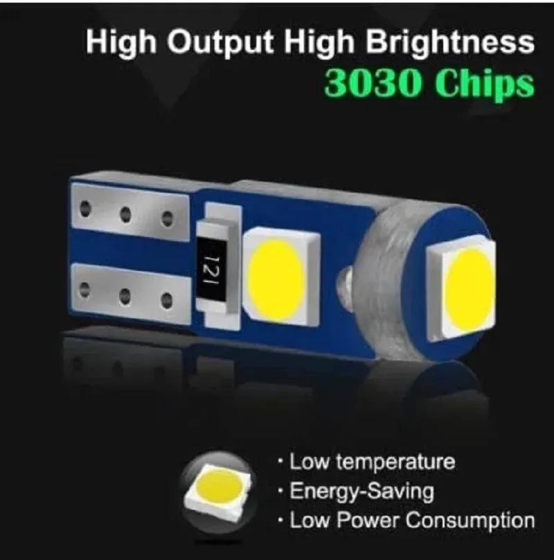 10Pcs T5 Led Bulb For Car Interior Dashboard Canbus Compatible 12V