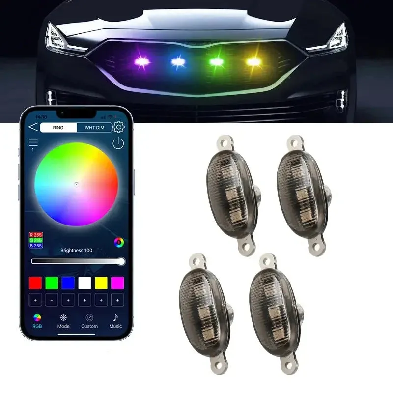 12V Amber Led Car Grille Light App Control Waterproof