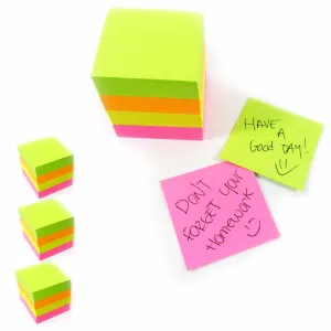 1600 Mini Post Sticky Notes Cube 1.5 X1.5 Self Adhesive Memo Pad 3Pk Office Desk
