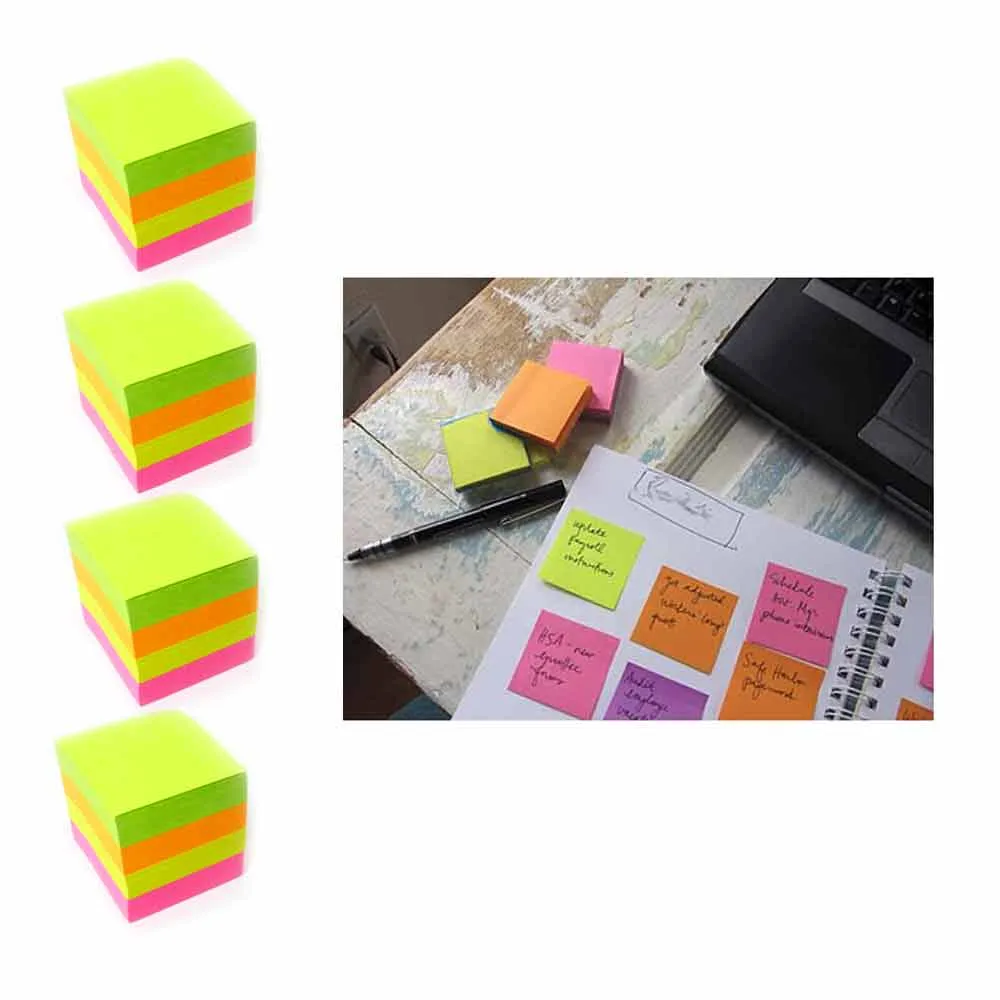 1600 Mini Post Sticky Notes Cube 1.5 X1.5 Self Adhesive Memo Pad 3Pk Office Desk