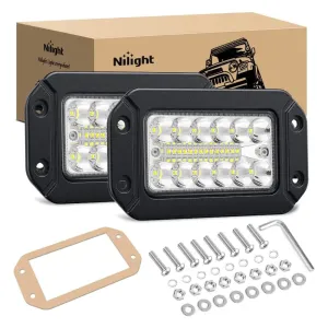 6 Inch 39W Upgraded Flush Mount Spot Flood LED Work Lights (Pair)