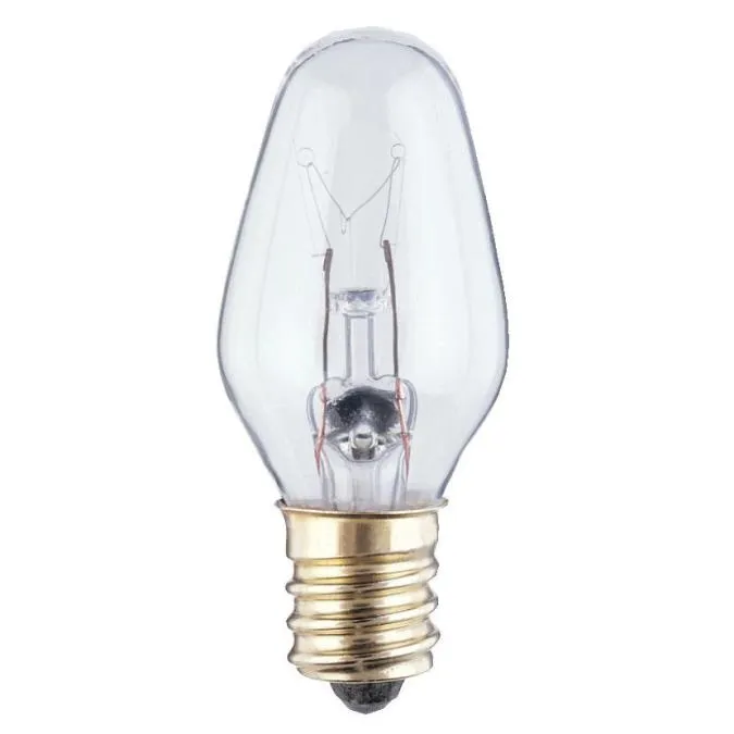 7 Watt C7 Incandescent Clear E12 (Candelabra) Base, 120 Volt, Box