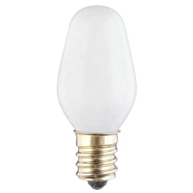 7 Watt C7 Incandescent White E12 (Candelabra) Base, 120 Volt, Card (2-Pack)