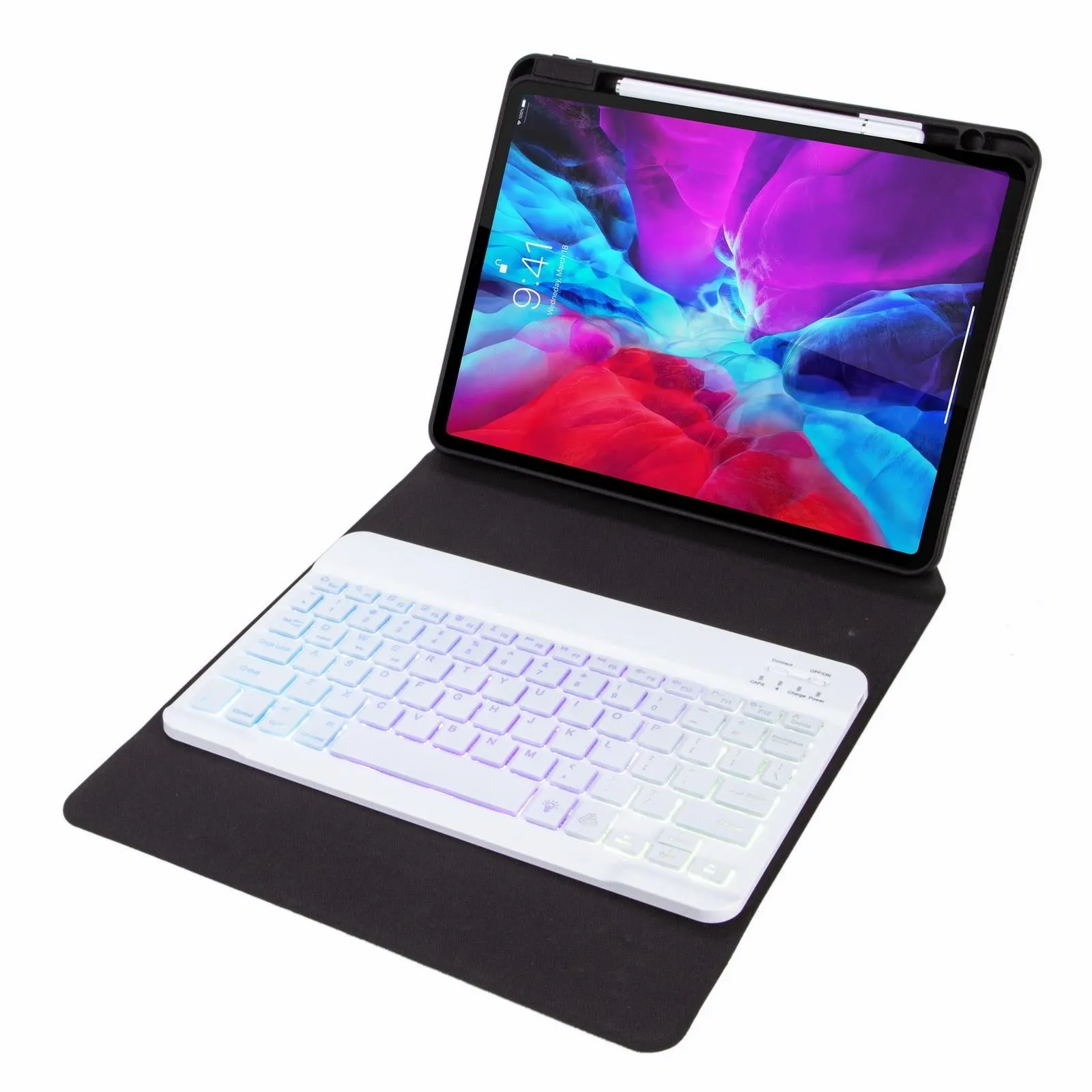 Bluetooth Keyboard Leather Case For Ipad 9.7 2018 / 2017 With Tri-Fold Holder