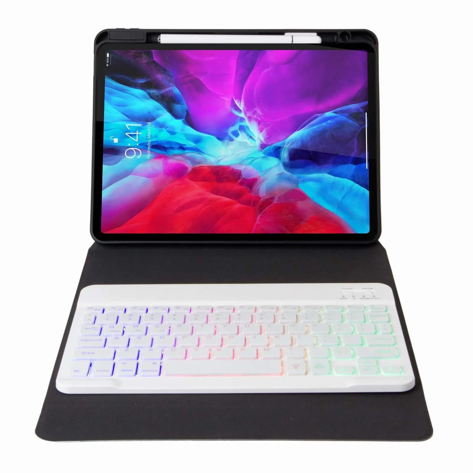 Bluetooth Keyboard Leather Case For Ipad 9.7 2018 / 2017 With Tri-Fold Holder