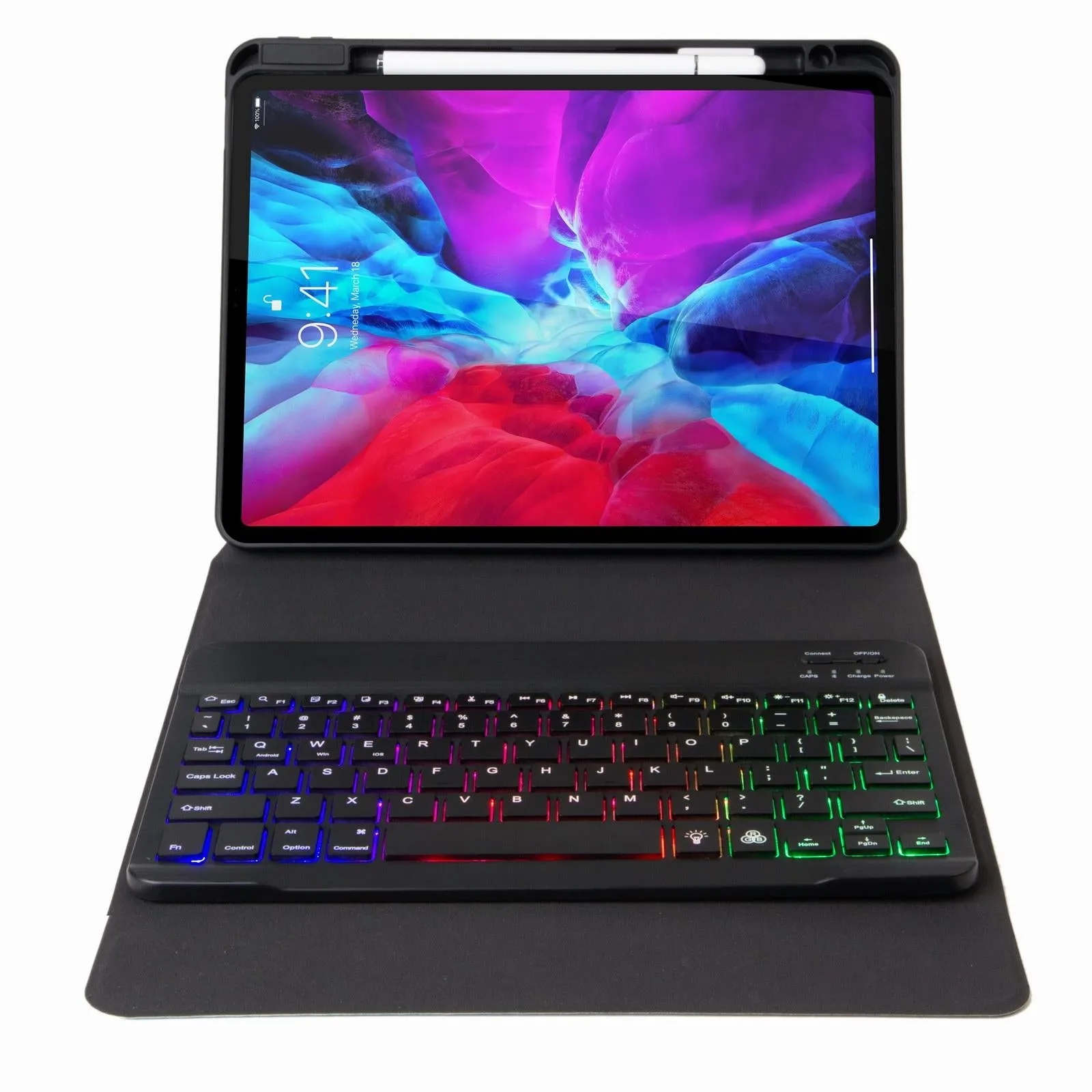 Bluetooth Keyboard Leather Case For Ipad 9.7 2018 / 2017 With Tri-Fold Holder