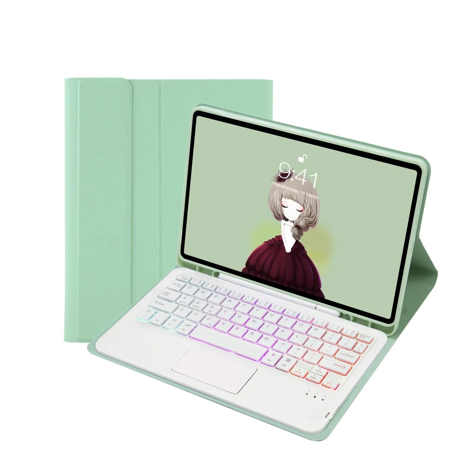 Bluetooth Keyboard Leather Case For Ipad Air 4 / 5 - Touch Pad Backlight Skin Feel Pen Slot - 10.9