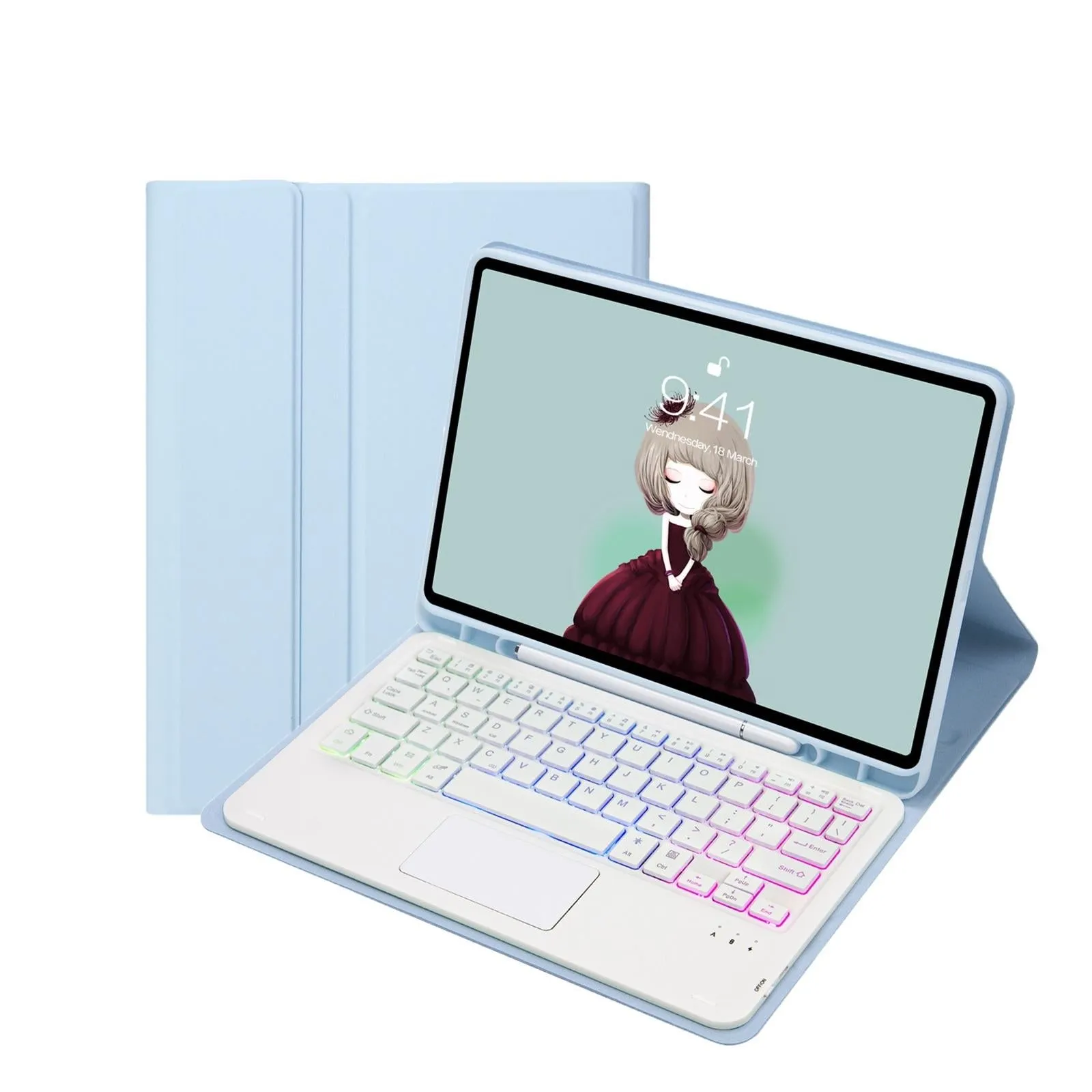 Bluetooth Keyboard Leather Case For Ipad Air 4 / 5 - Touch Pad Backlight Skin Feel Pen Slot - 10.9