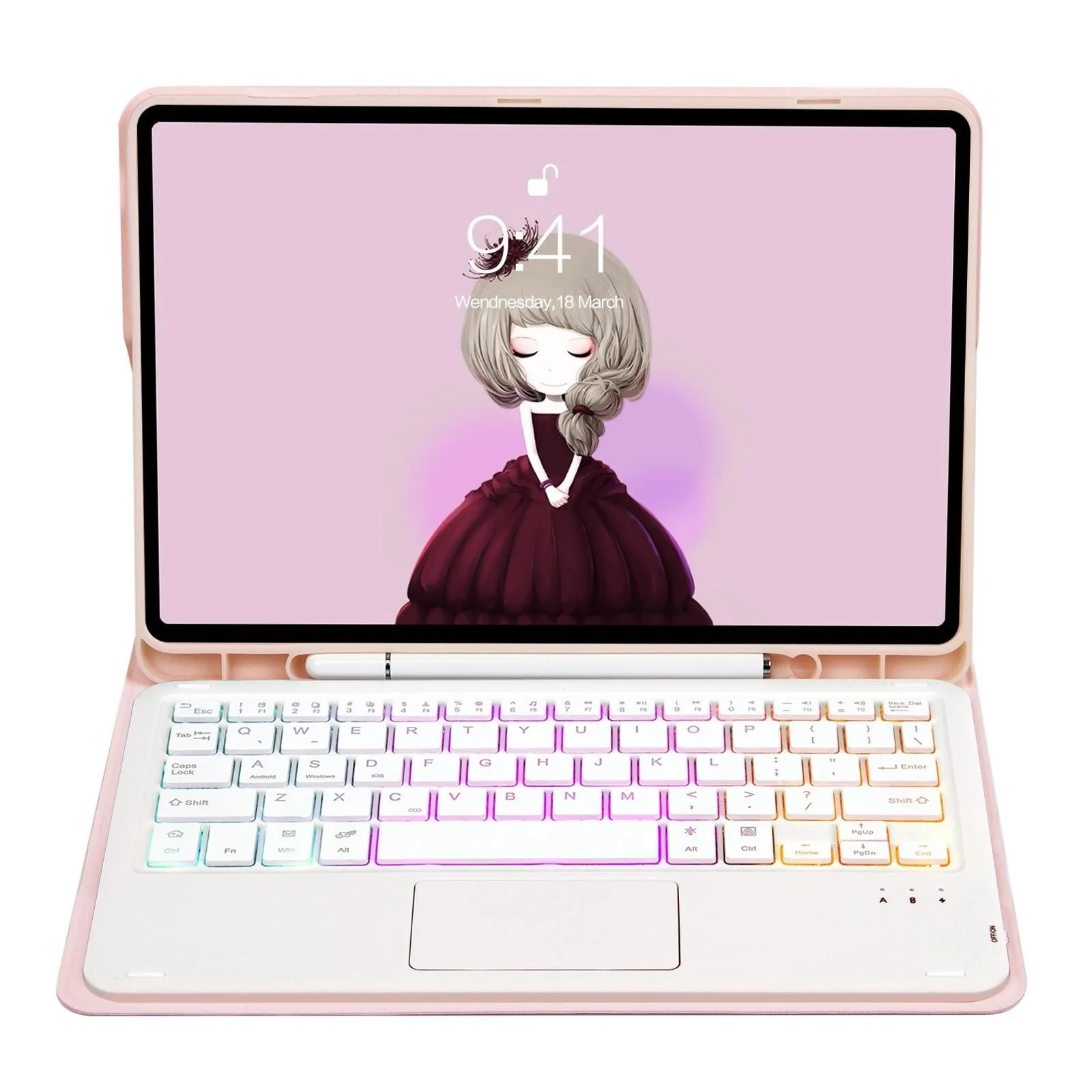 Bluetooth Keyboard Leather Case For Ipad Air 4 / 5 - Touch Pad Backlight Skin Feel Pen Slot - 10.9