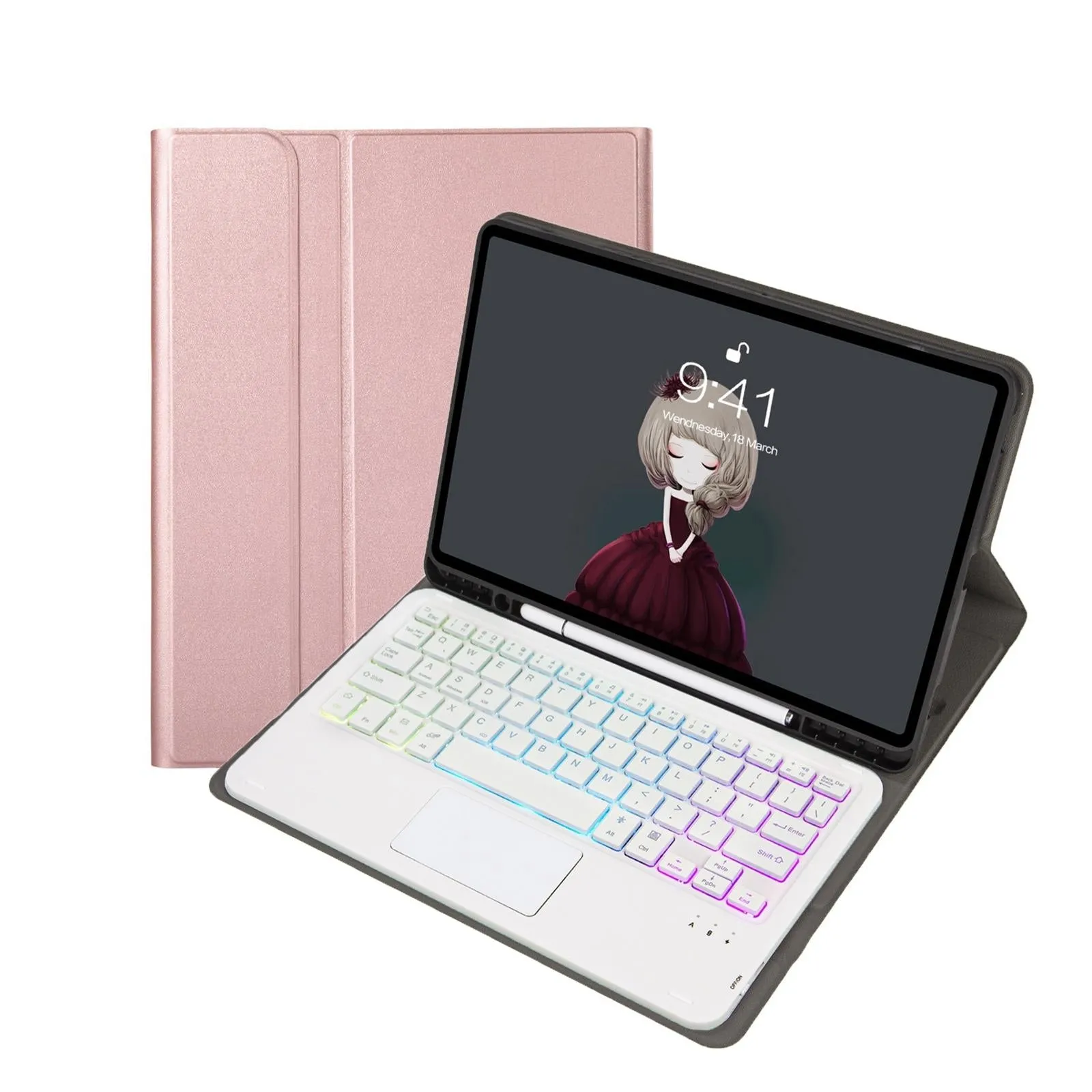 Bluetooth Keyboard Leather Case For Ipad Air / Pro 11 - Touch Pad Backlight Pen Slot