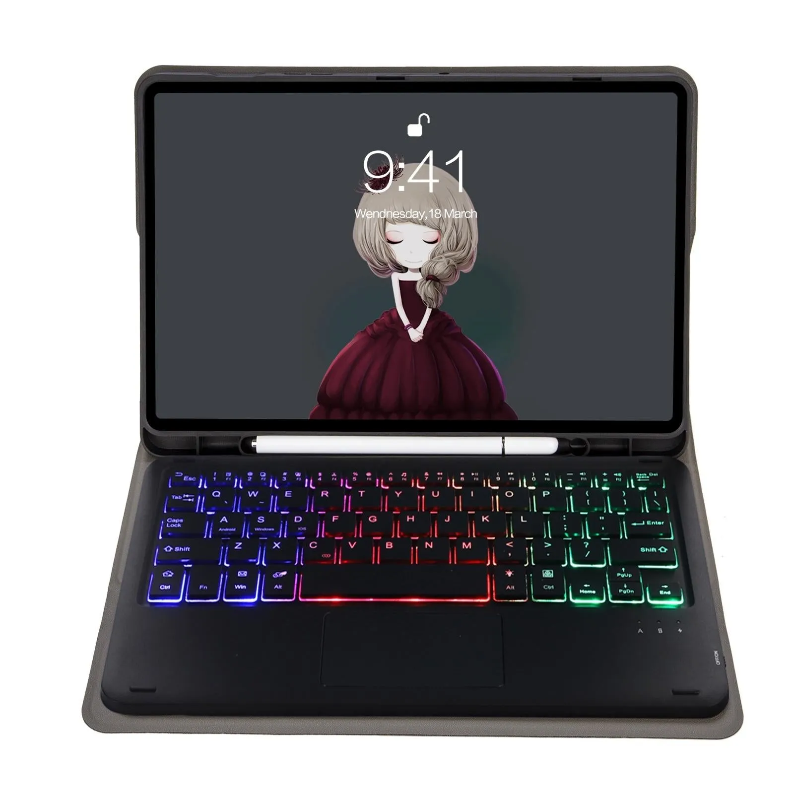 Bluetooth Keyboard Leather Case For Ipad Air / Pro 11 - Touch Pad Backlight Pen Slot