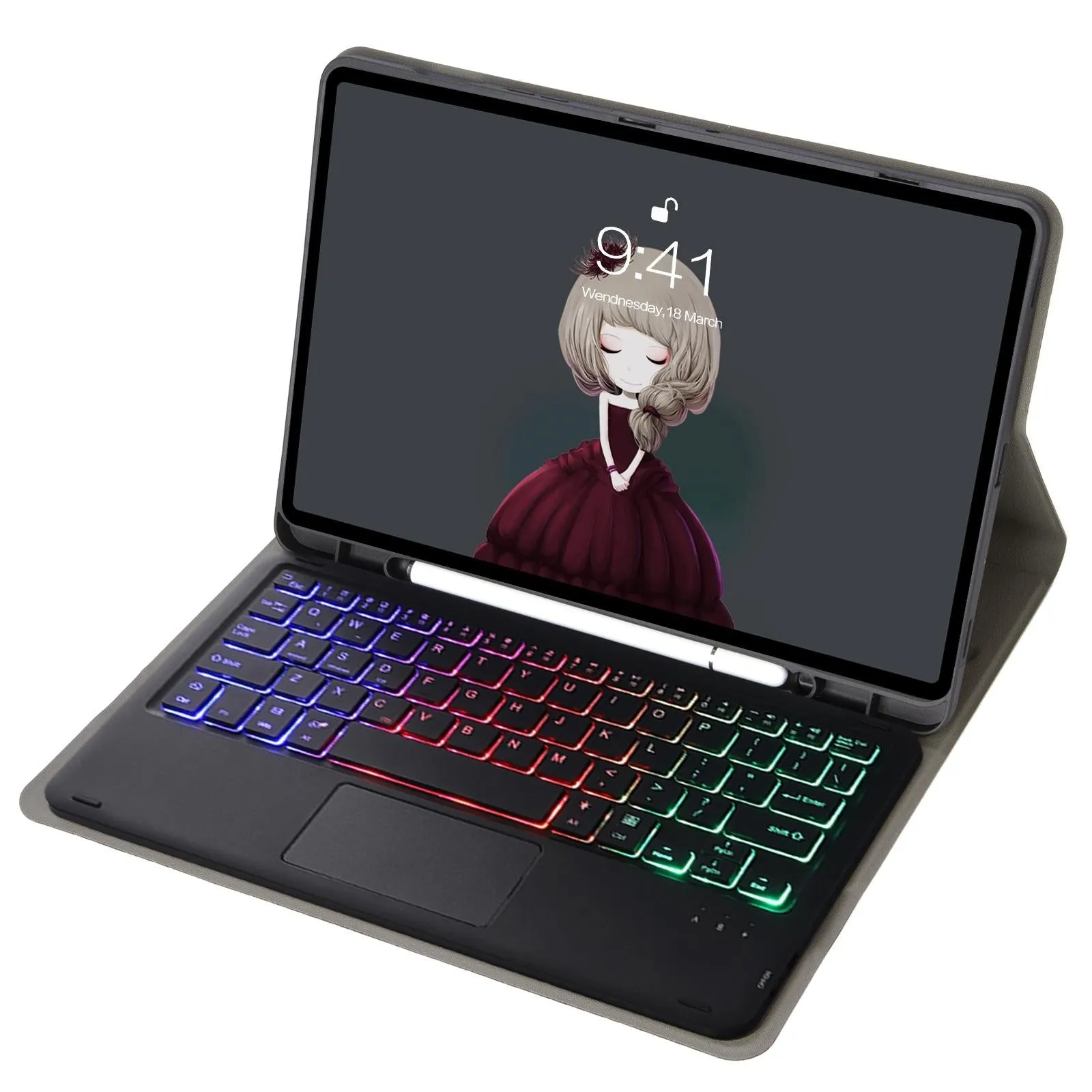 Bluetooth Keyboard Leather Case For Ipad Air / Pro 11 - Touch Pad Backlight Pen Slot