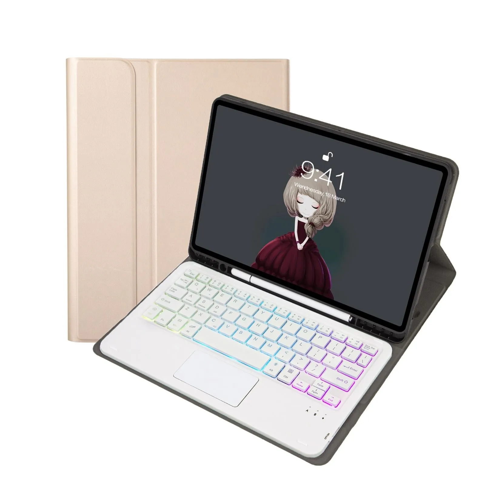 Bluetooth Keyboard Leather Case For Ipad Air / Pro 11 - Touch Pad Backlight Pen Slot