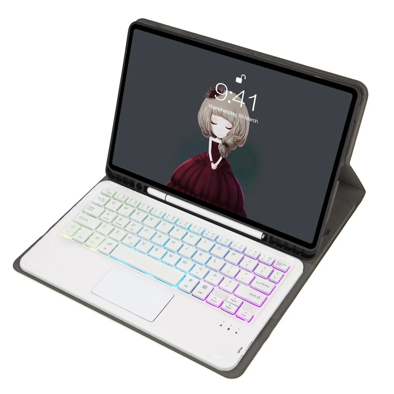 Bluetooth Keyboard Leather Case For Ipad Air / Pro 11 - Touch Pad Backlight Pen Slot