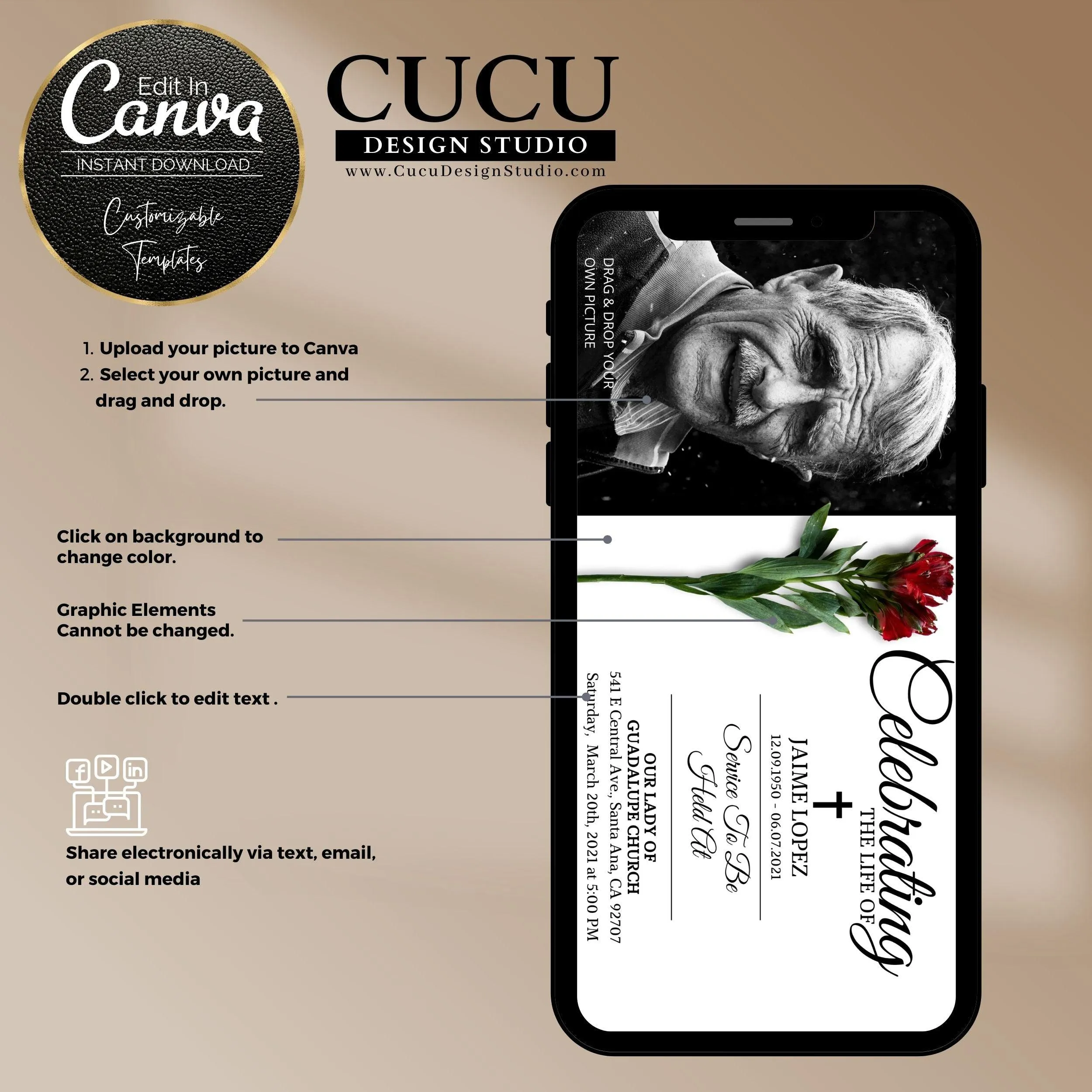 Celebration of Life Mobile Invite Template