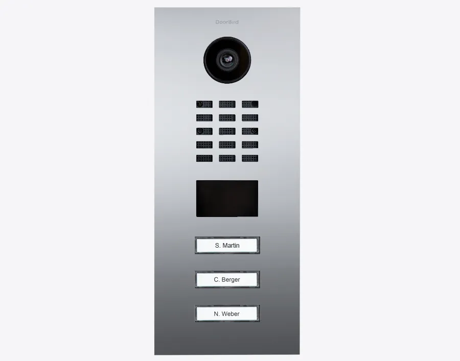 DoorBird Multi-Dwelling IP Intercom Video Door Station D2103V - 3 Call Buttons - Metal Finish