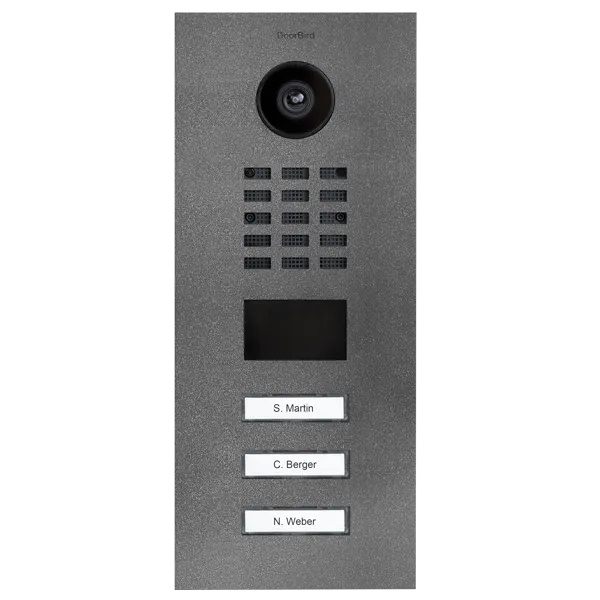 DoorBird Multi-Dwelling IP Intercom Video Door Station D2103V - 3 Call Buttons - Metal Finish