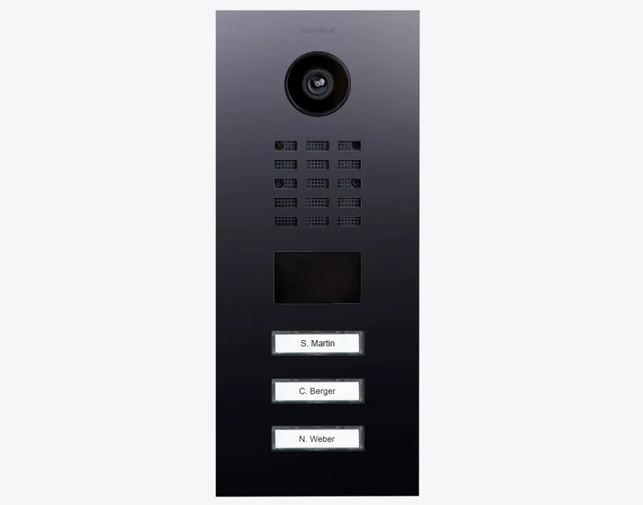 DoorBird Multi-Dwelling IP Intercom Video Door Station D2103V - 3 Call Buttons - Metal Finish