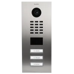 DoorBird Multi-Dwelling IP Intercom Video Door Station D2103V - 3 Call Buttons - Metal Finish