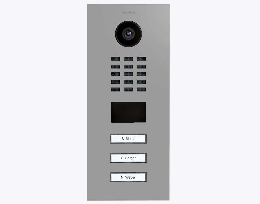 DoorBird Multi-Dwelling IP Intercom Video Door Station D2103V - 3 Call Buttons - Metal Finish