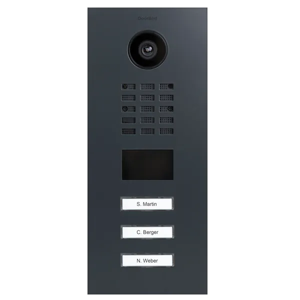 DoorBird Multi-Dwelling IP Intercom Video Door Station D2103V - 3 Call Buttons - Metal Finish
