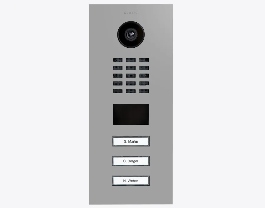 DoorBird Multi-Dwelling IP Intercom Video Door Station D2103V - 3 Call Buttons - Metal Finish