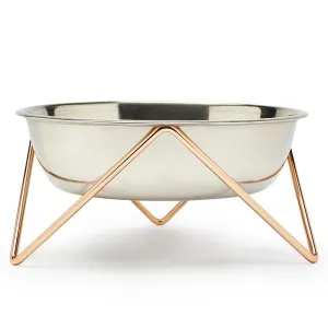Elevated Woof Luxe Stainless Steel Dog Bowl With Copper Stand - Bendo