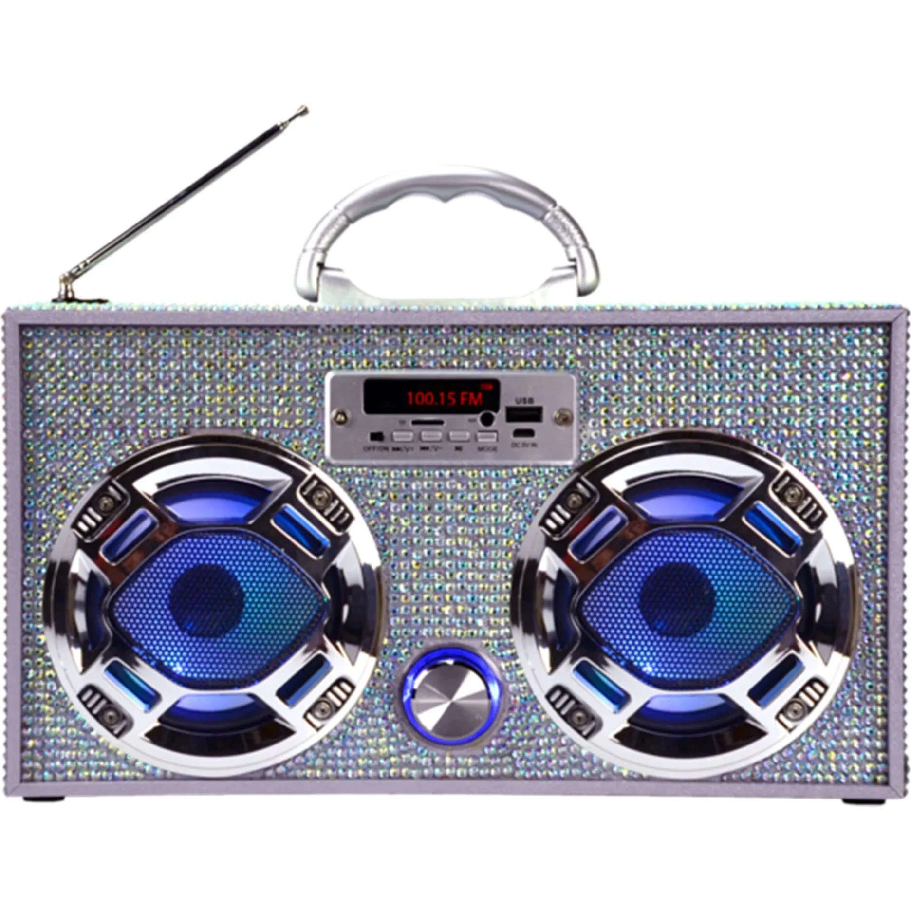 Iridescent Bling Boombox w/LED Speakers