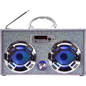 Iridescent Bling Boombox w/LED Speakers