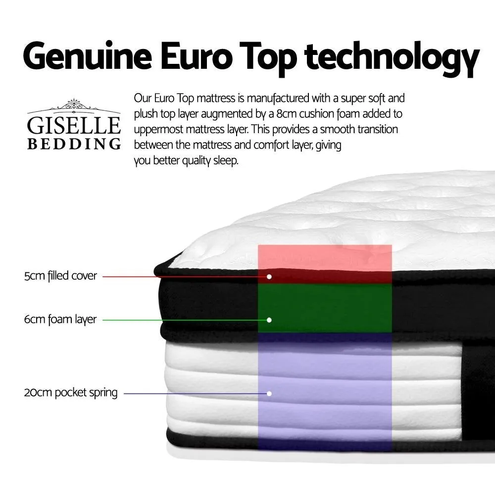 King Package | Henley LED Bed Black & Devon Euro Top Mattress (Medium)