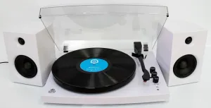 [OPEN BOX] GPO RETRO Piccadily Stylish Turntable Bluetooth   2 Speakers - White