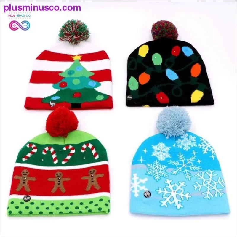 OurWarm Led Light Cotton Christmas Hat Knit Up Beanie Hat