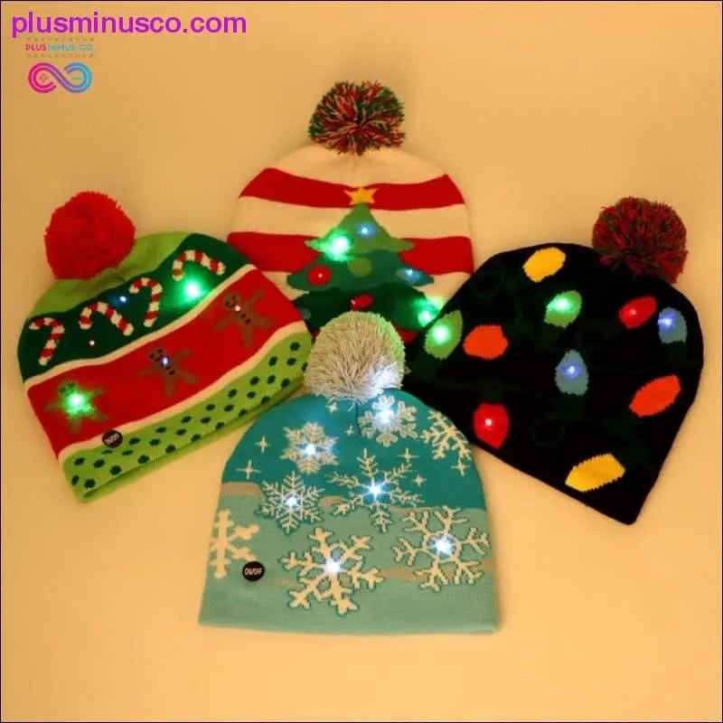 OurWarm Led Light Cotton Christmas Hat Knit Up Beanie Hat