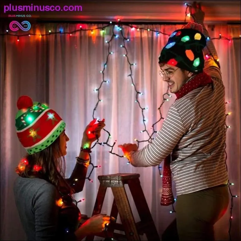 OurWarm Led Light Cotton Christmas Hat Knit Up Beanie Hat