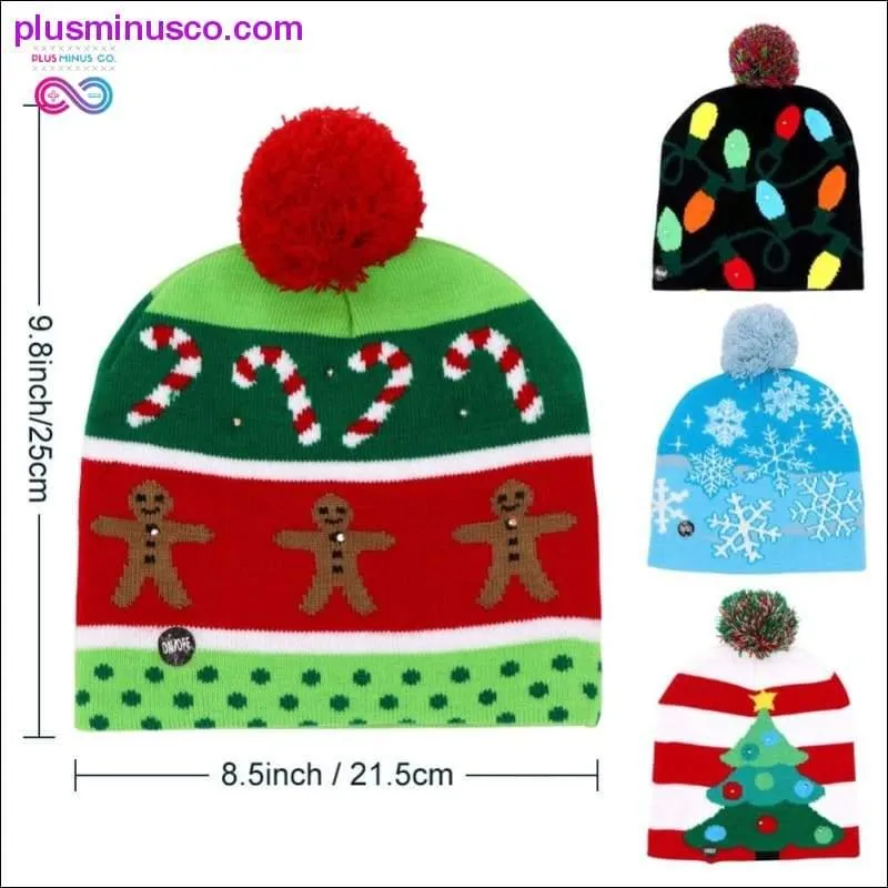 OurWarm Led Light Cotton Christmas Hat Knit Up Beanie Hat