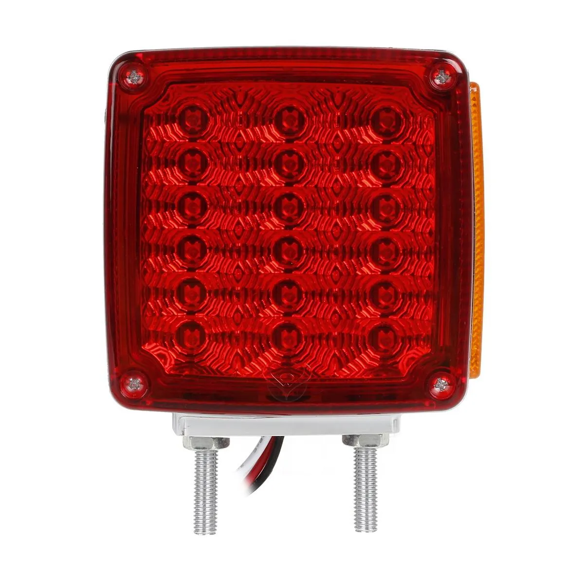 Partsam 2x Truck Trailer Square Double Face Pedestal Stop Turn Tail Light Amber / Red 39 LED for Trucks