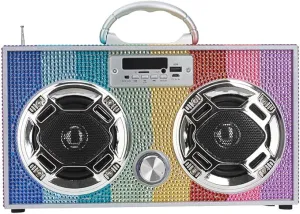 Rainbow Bling Retro Bluetooth Boombox