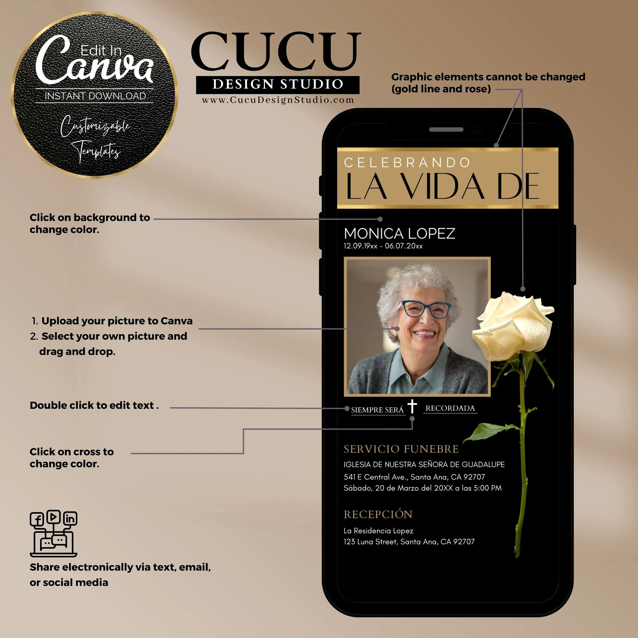 Spanish Funeral Invitation