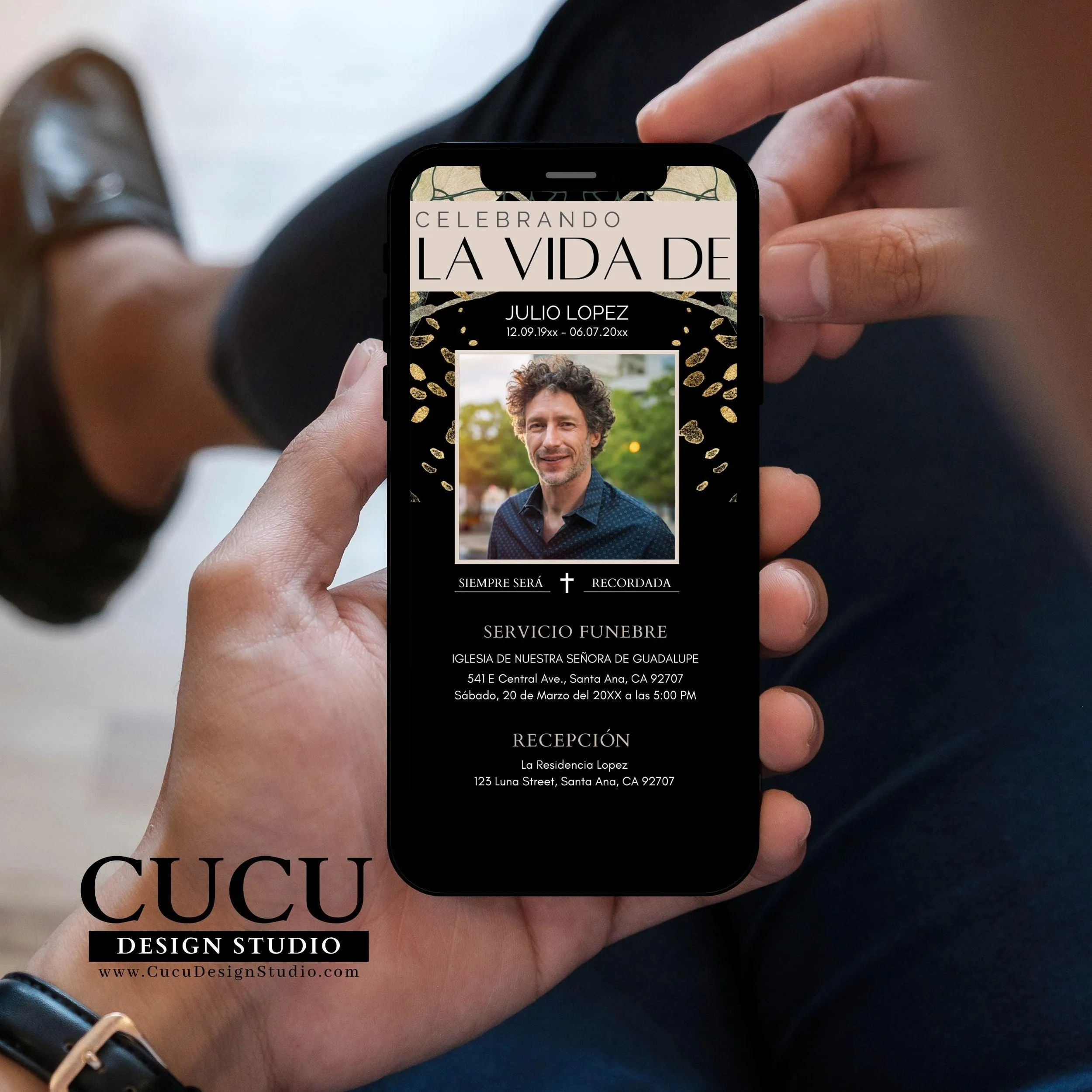 Spanish Funeral Text Message Card Template