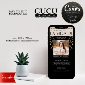Spanish Funeral Text Message Card Template