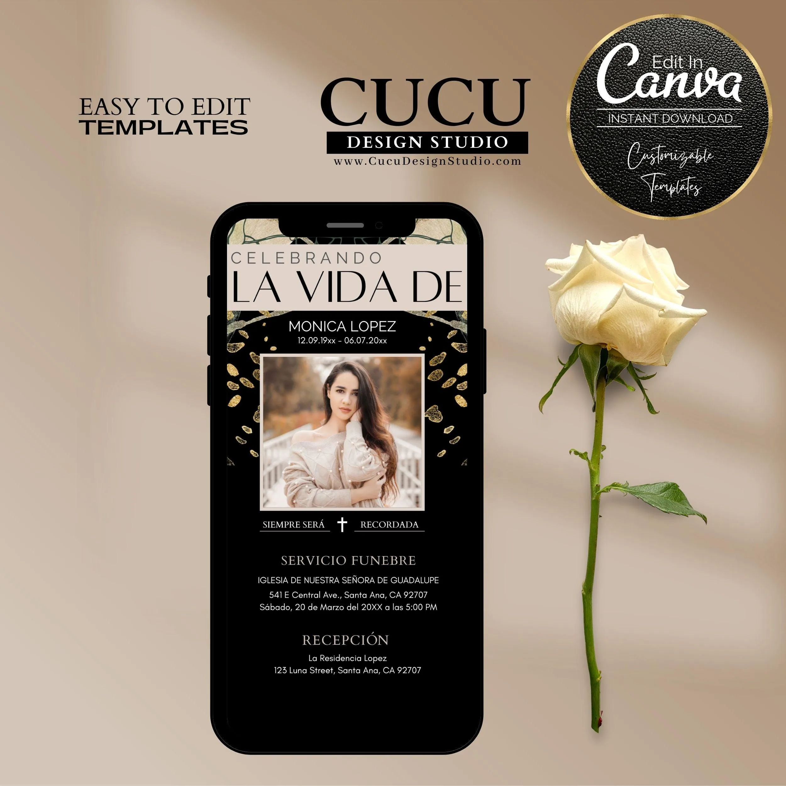 Spanish Funeral Text Message Card Template