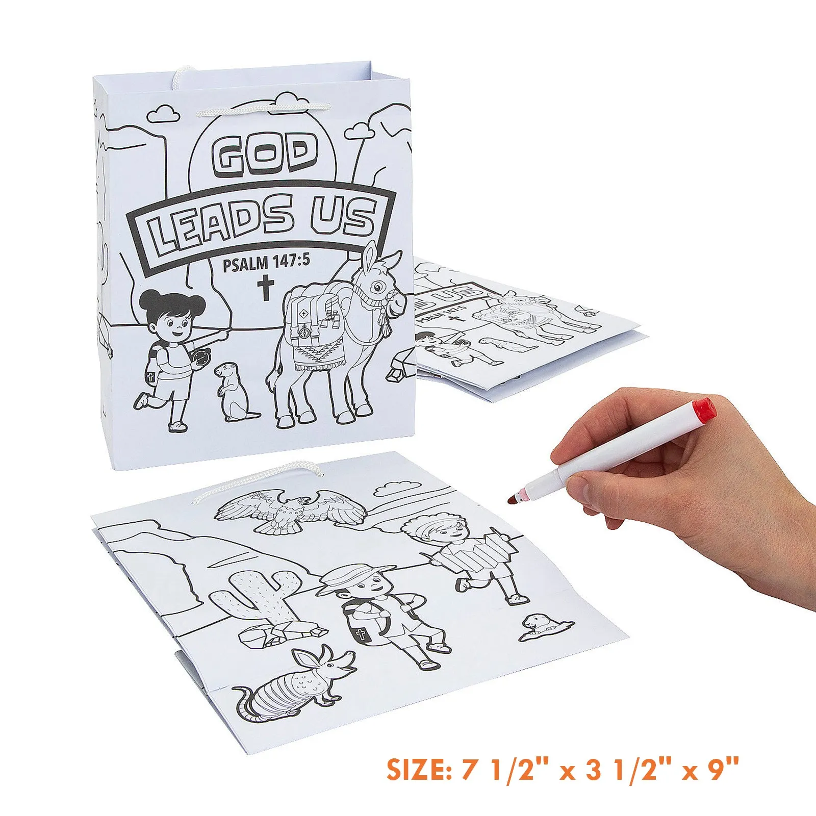 VBS Craft Supplies - DIY Paper Coloring Bags and Bookmarks for Kids (One Dozen of Each)
