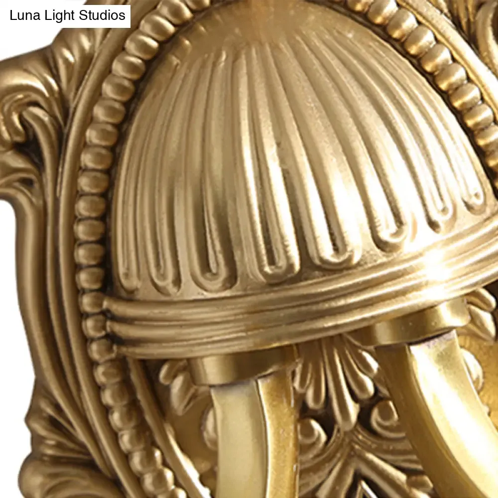 Vintage Milk Glass Brass Wall Lamp with Carved Blossom Design - 1/2-Light Wall Sconce for Porch